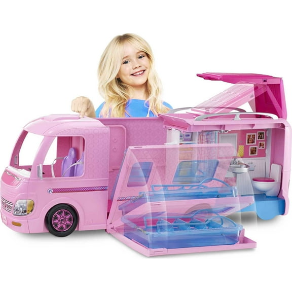 Barbie Camper, Doll Playset with 50 Accessories and Waterslide, Dream Camper
