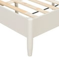 thumbnail image 4 of Christopher Knight Home Solid Wood King Bed Frame with Upholstered Headboard and High Base, Gray+Light Gray, 4 of 13