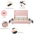 thumbnail image 5 of Homfa King Size LED Bed Frame with 4 Storage Drawers, Modern Wingback Crystal Button Tufted Upholstered Platform Bed Frame with Outlets and USB Ports & Display Platform, Pink, 5 of 7