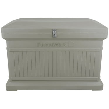 RTS Home Accents ParcelWirx Premium Horizontal Large Lockable Package Delivery Box with Hinged Lid, Prestige Pewter Color