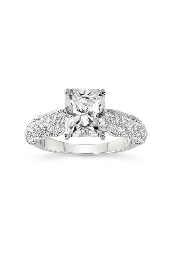 Radiant Shape 2 Carat IGI Certified Lab Grown Diamond Ring | 14K White Gold | Vintage Willow Lab Diamond Engagement Ring | FG-VS1-VS2 Quality Friendly Diamonds