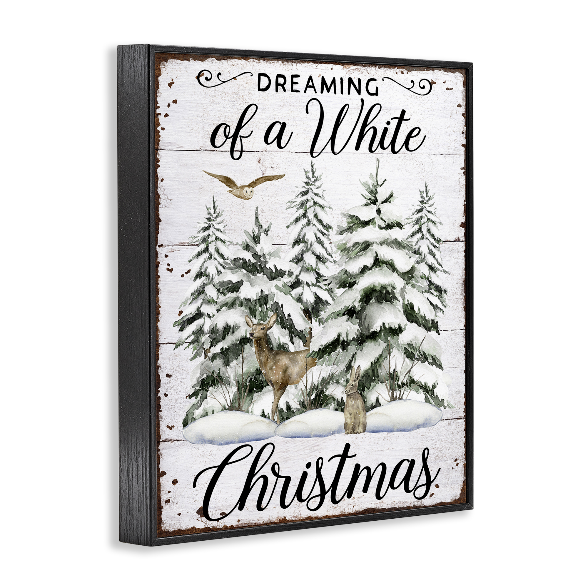 Stupell Industries White Christmas Forest Holiday Painting Black Framed Art Prints Wall Art, 11 x 14