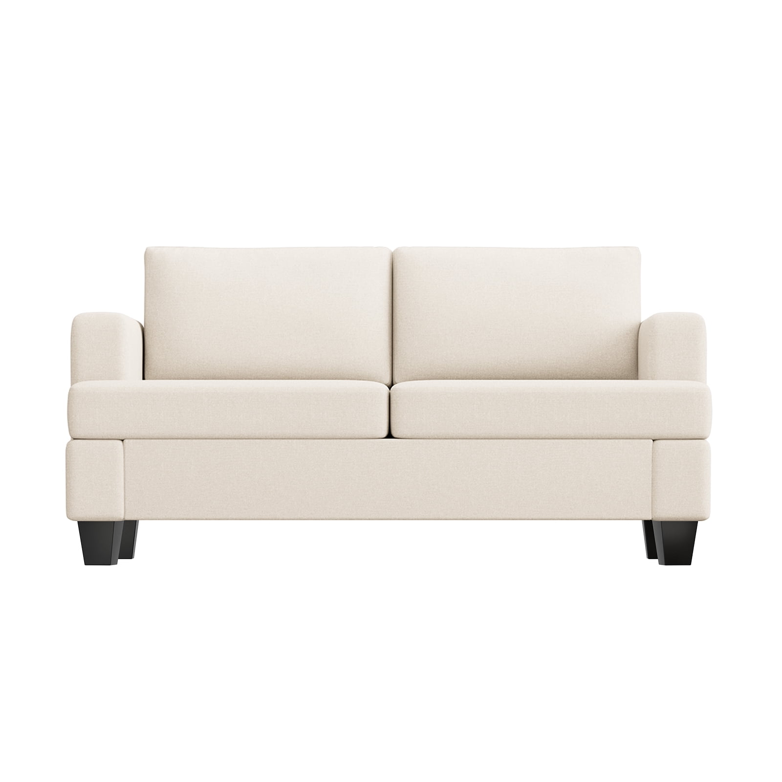 Furniliving 61.75” W Loveseat Sofa, 2 Seat Love Seat Sofa with Armrests, Comfy Couches for Living Room, Bedroom, Apartment and Office (Beige)
