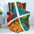 thumbnail image 4 of Fishing Soft Flannel Fleece Throw Blanket, Colorful Caricature Cartoon Fish and Fisherman with Rot Nature Themed Print, Cozy Plush for Indoor and Outdoor Use, 50" x 70", Multicolor, by Ambesonne, 4 of 5