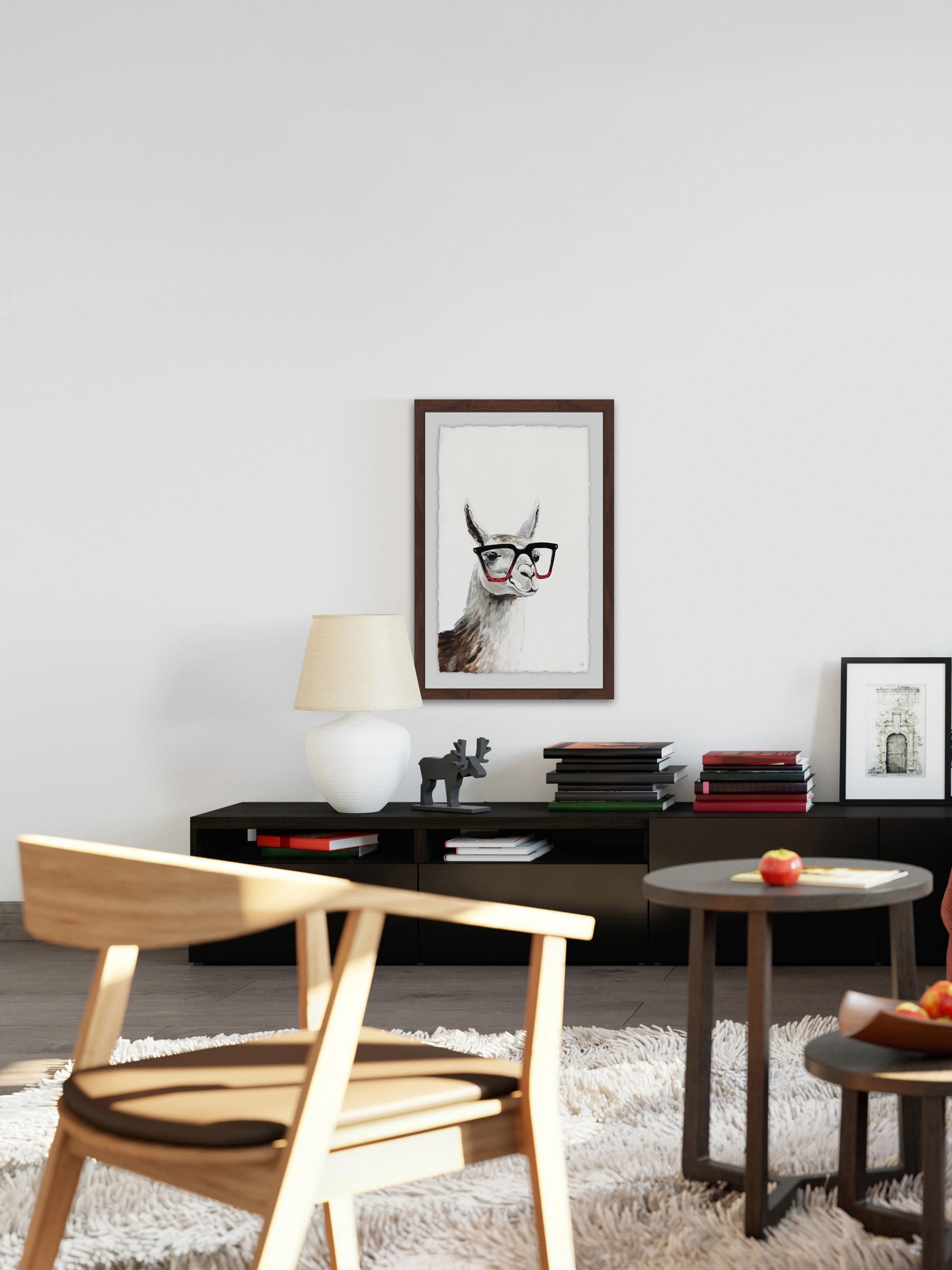 Smart Llama Ii Framed Painting Art Print, 12.00" x 1.50"