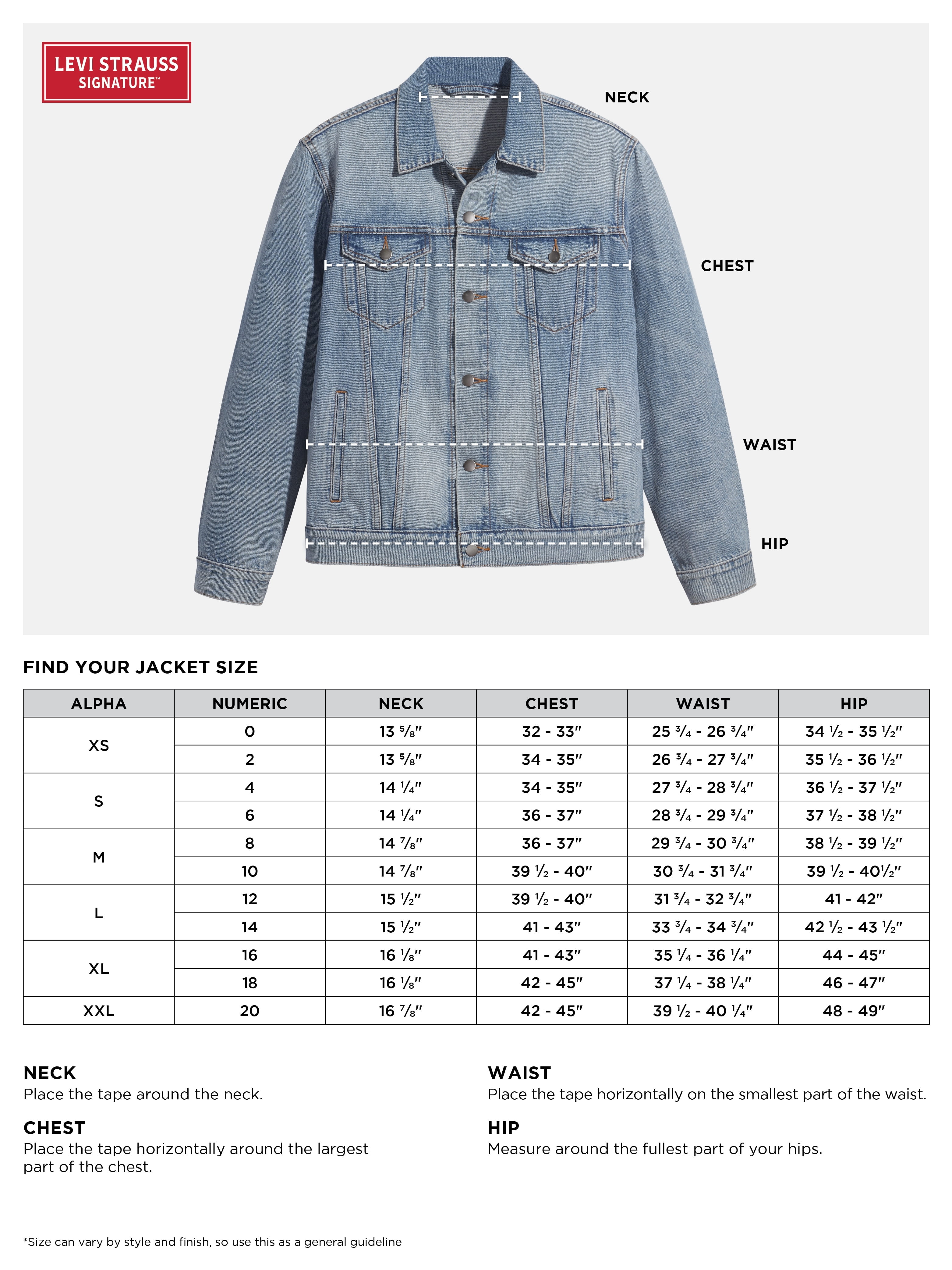 Levi's trucker jacket sizing discount