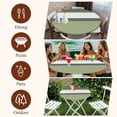 thumbnail image 7 of Sage Green Morocco Round Tablecloth, Fitted Table Cover with Elastic for 55"-60" Round Tables, Modern Stitching Geometric Striped Grey Table Cloth Outdoor Indoor Dinning Party Waterproof Tablecloths, 7 of 7