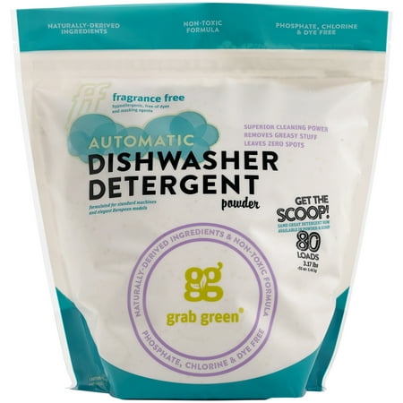 Grab Green Natural Automatic Dishwashing Powder Detergent, Fragrance Free, 80