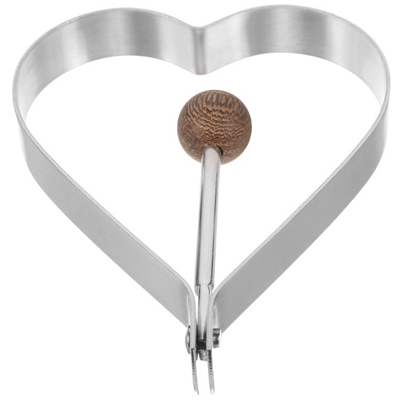 FELTECHELECTR Stainless Steel Pancakes Mold Silver Heart Shaped Handle Design 1Set 4.3x3.3x0.6in