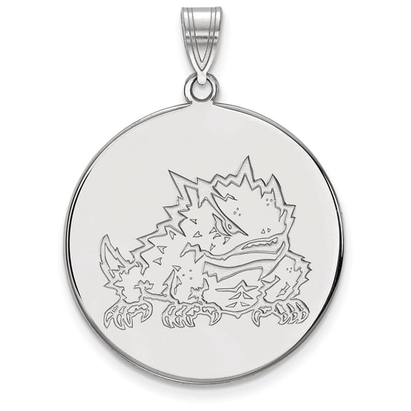 14k White Gold LogoArt Texas Christian University Horned Frog Extra Large Disc Pendant Q4W041TCU