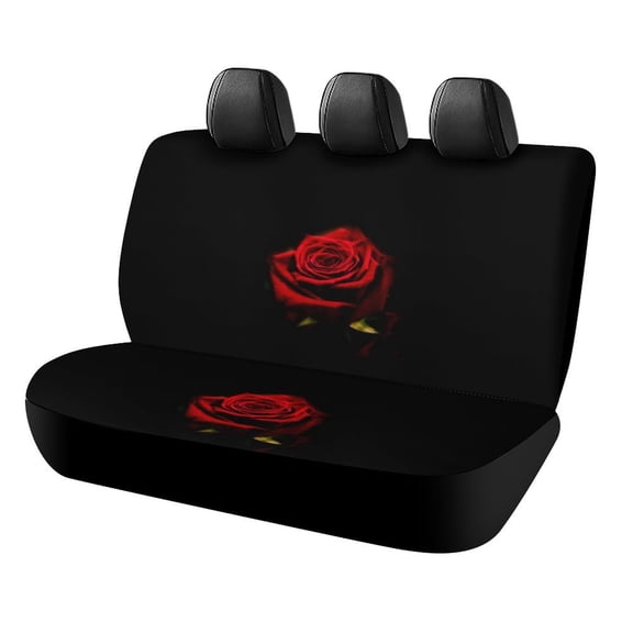 Red Rose Black Car Rear Seat Covers Back Elastic Flexible Car Seat Covers Decorative Fits Most Cars, SUVs, Trucks And Vans