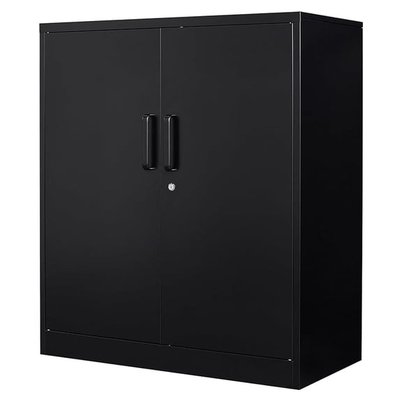 Metal Storage Cabinet with 2 Doors and 2 Adjustable Shelves - 35.5" Garage Wall Cabinet, Locking Counter Cabinet for Home Office,Garage,Gym,School
