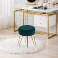 thumbnail image 3 of Duhome Velvet Upholstered Vanity Stool Small Round Accent Stool with Gold Hairpin Legs, Atrovirens, 3 of 7