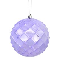 Vickerman 4.75" Lavender Shiny Diamond Bauble Ornament, with drilled and wired caps. Comes 4 per Bag.