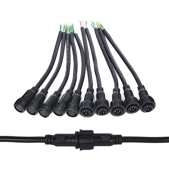 Wesiri 5Pairs 4Pin Black Electrical Connector Led Connector For Led Lights 20Cm Extension Cable 40Cmpair 05Mma 22Mm Nut