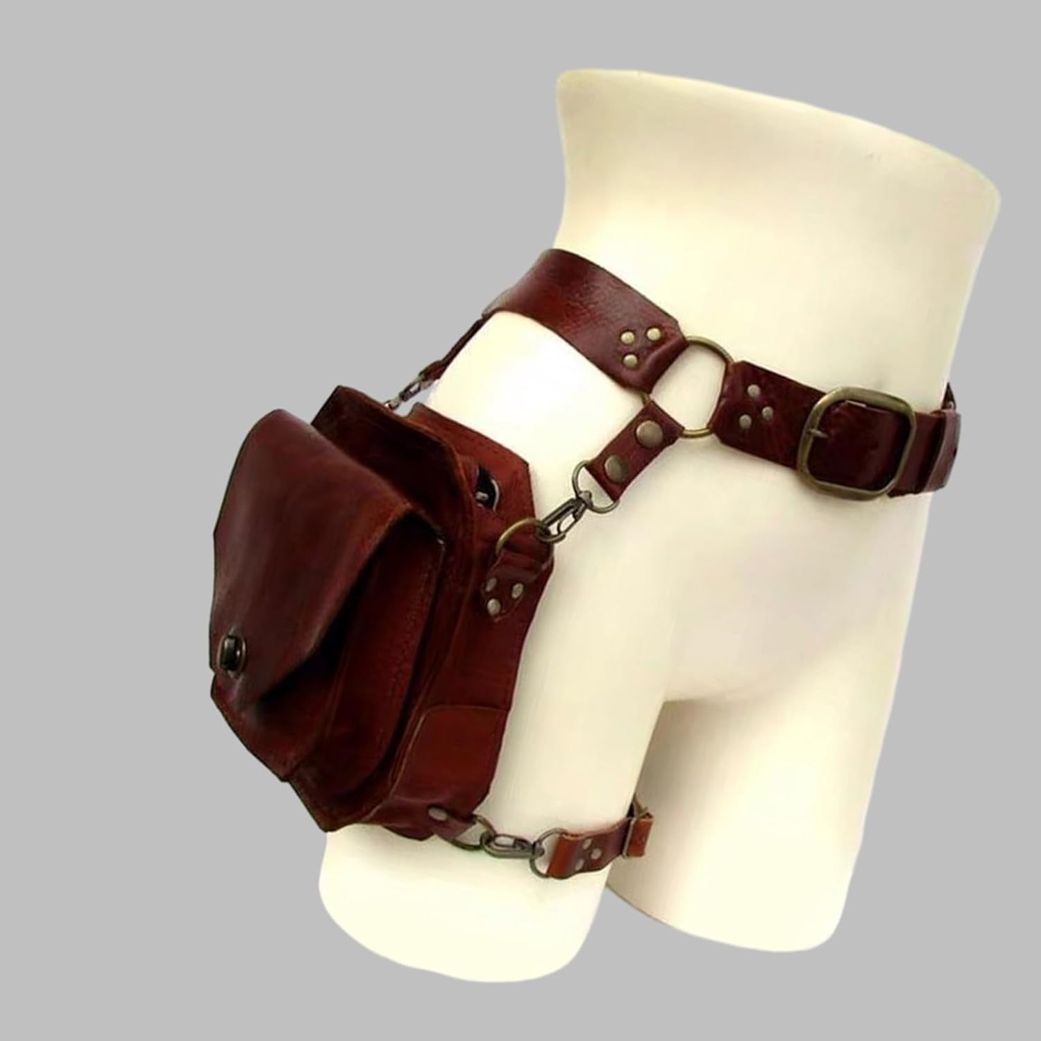 LKJYER Medieval Waist Belt Drop Leg Pack Steampunk Waist Pack Thigh Bag Leather Fanny Pack Motorcycle Waist Belt