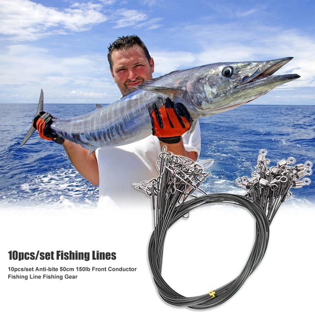 10 Uds. Anti-mordedura 50cm 150lb Conductor frontal línea de pesca equipo de pesca (negro) Tmvgtek Para Estrenar