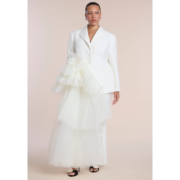 ELOQUII Women's Plus Size Dramatic Tiered Tulle Blazer