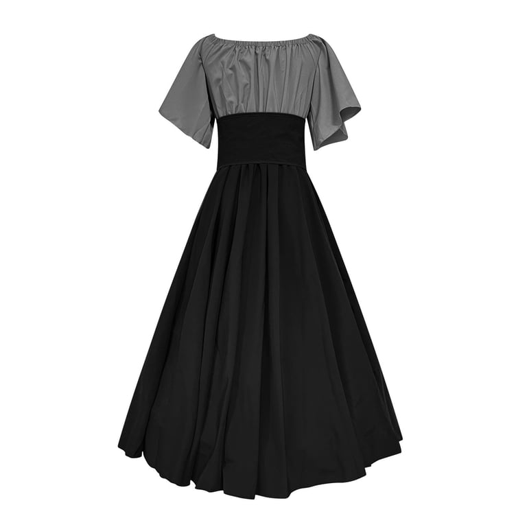 Mrat Women's Plus Size Vintage Dress Flare Sleeve off Shoulder Medieval Retro  Dresses with Corset Patchwork Ball Gown S-99 Gray 5XL - Walmart.com