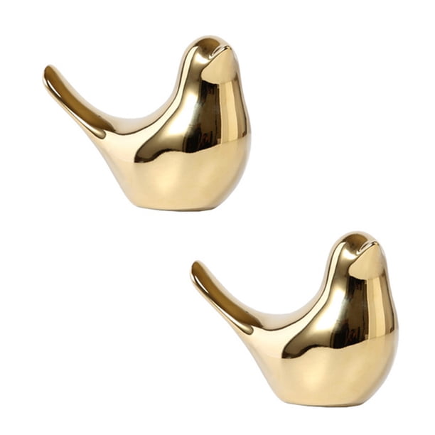 2X Casa Polar, Figuras de PáJaros Dorados, Estatuas de PáJaros de Cerámica Moderna, Escultura de Animales, Decoración del Hogar, Manualidades, Cerámica Dorada, XL