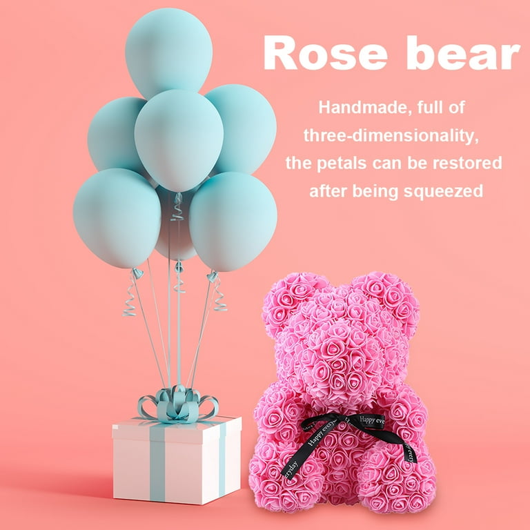 Teddy Rose in Foam Blu con Cuore Bianco - Idea Fiori