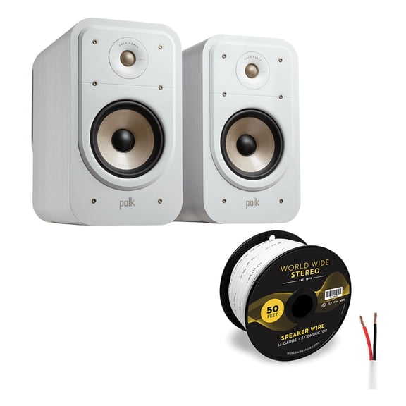 Polk Audio Signature Elite ES20 Bookshelf Speaker Cable Bundle (White)