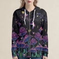thumbnail image 2 of Vintage Hoodies for Womens Full Zip Up Drawstring Floral Graphic Print Hooded Sweatshirt Pullover Long Sleeve Pocket Fall Winter Casual Tops for Womens, 2 of 4