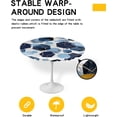 thumbnail image 2 of Blue Gold Round Tablecloth Fitted Table Cover,Elastic Tablecloths Waterproof Outdoor Indoor Stretch Cloth Tablecover for Dinner,Party,Shower,Gradual Modern Abstract Geometric White 45-52IN, 2 of 6