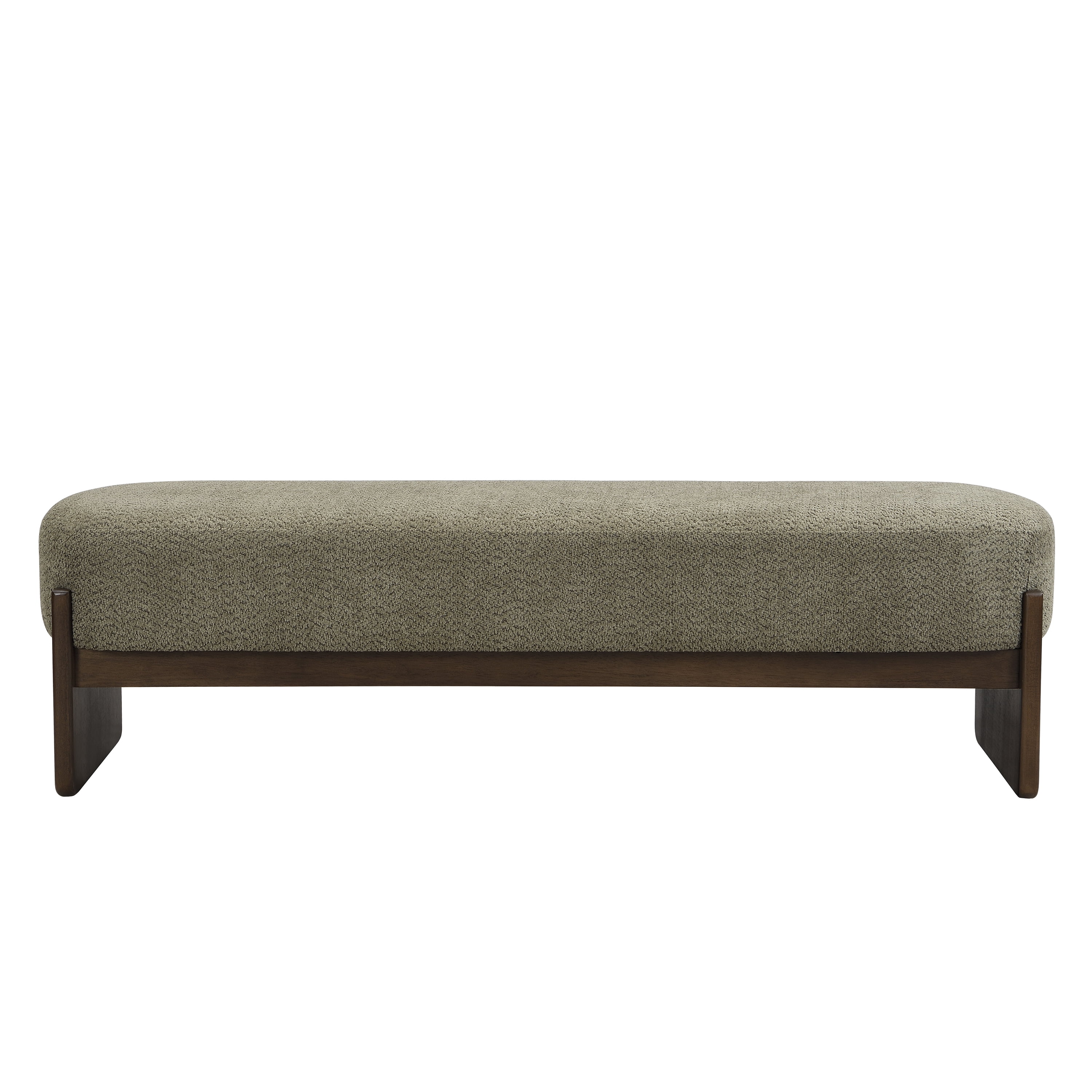 Euroco 64" Rectangular Loop Yarn Fabric Ottoman Bench,Entryway Bench, End of Bed Bench for Living Room, Bedroom,Dark Green