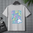 thumbnail image 4 of MEZZALL T-Shirts Multicolores à Motif de Lettres Décontractés pour Enfants, Col Rond, Manches Courtes, Gris, 120, 4 of 5