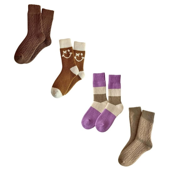 PMUYBHF Black Ankle Socks Winter Socks Women Warm Socks Women Women’S Winter Warm Thick Crew Socks with Heart Striped Pattern for *4Pcs