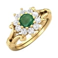 thumbnail image 2 of 4.5MM Round Emerald 925 Silver Yellow Plated Cluster Women Valentines Day Gifts Ring, 2 of 4