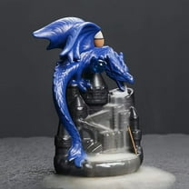 1pc Creative Ceramic Castle Dragon Incense Burner Retro Home Decor Christmas Gift Lucky Feng Shui Ornament (Without Incense)