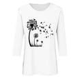 thumbnail image 4 of Neewe 3/4 Length Sleeve Womens Tops Round Neck Casual Summer Tunic Tops Basic Tees Blouses Dressy T-Shirts Pleated Shirts, 4 of 4