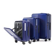 "Blue Hardshell Suitcase with Front Opening & TSA Approved Lock, Lightweight Luggage" (85 characters)