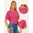 thumbnail image 2 of DARING DIVA Women's Costume Sequin Clubwear Blouses T-Shirts XL Hot Pink, 2 of 6