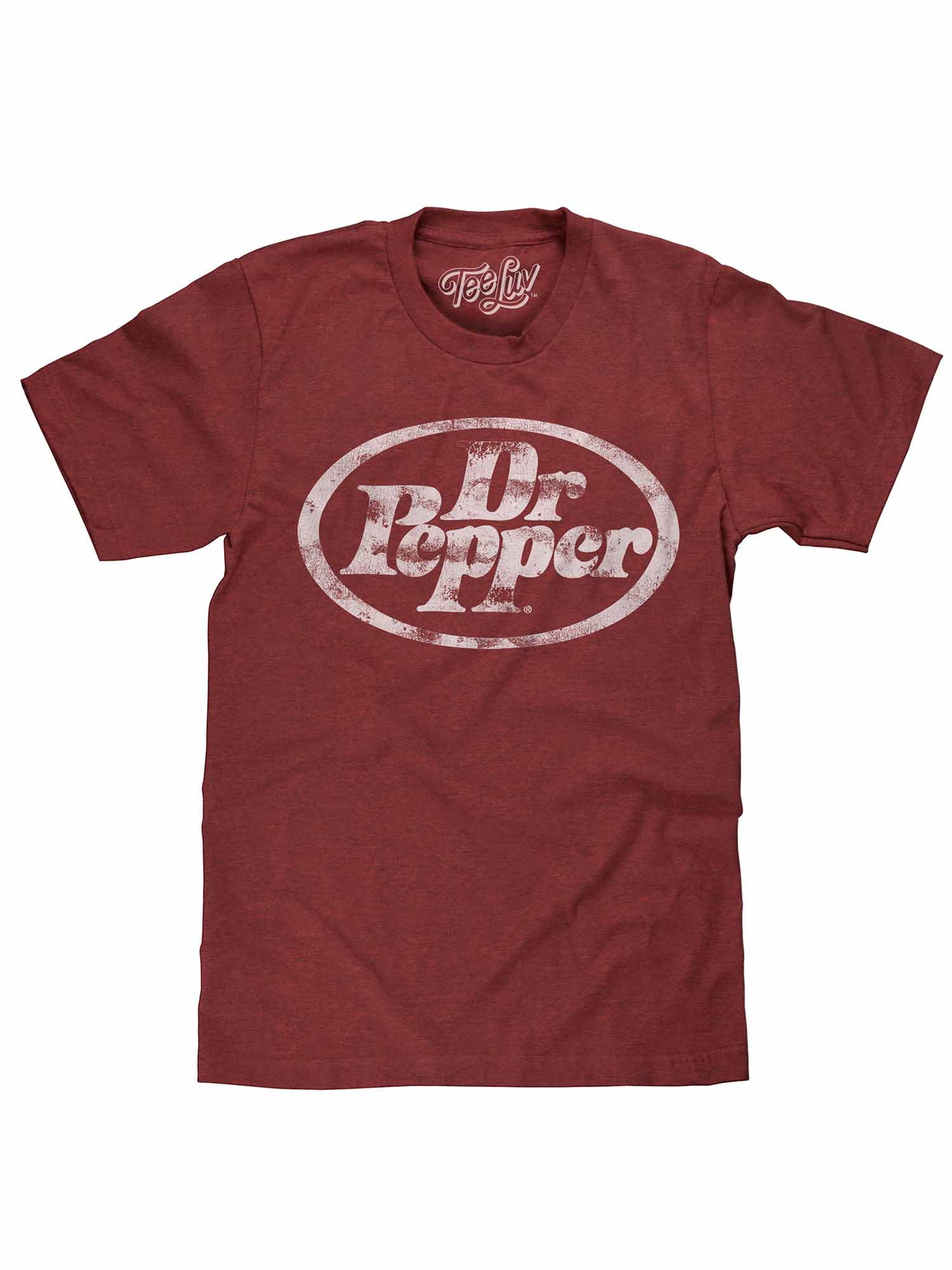 Dr Pepper side logo T-shirt Tee Large burgundy heather distressed BRAND NEW 