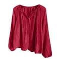 thumbnail image 4 of Long Sleeve Tops Women's Linen Button Shirt Raglan Long Sleeve Crew Neck Blouses Loose Upf Sun Protection Outdoor Athletic Tops L, 4 of 8