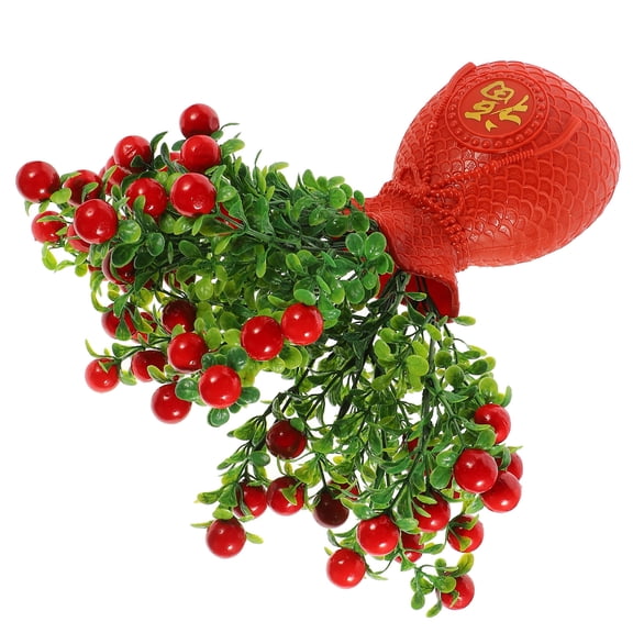 NICEXMAS Red Money Bag Vase Decorative Floral Container for Bedroom Tabletop, Stylish Home Decor, 1 Set