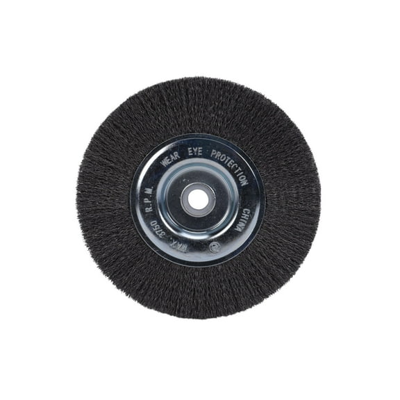 Century Drill & Tool 76863 6" Fine Crimped Bench Grinder Wire Wheel, 1/2"-5/8" Universal Arbor, 3,750 RPM – Ideal for Cleaning