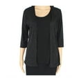 thumbnail image 2 of Lauren M. Petites Womens Mixed Media Pullover Blouse, Black, Petite, PS, 2 of 2