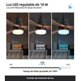 thumbnail image 4 of Ventilador de techo con luz de 52in/132CM,50W luz de ventilador de madera,con control remoto,ventilador de techo moderno de 3 aspas,motor CC reversible silencioso,ventilador de techo para patios, 4 of 5