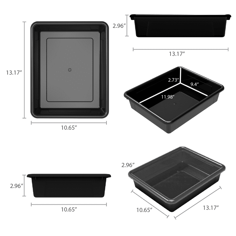 Storex Letter Size Flat Storage Tray – Organizer Bin with Non-Snap Lid for  Classroom, Office and Home, Black, 5-Pack (62535U05C)