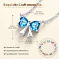 thumbnail image 5 of FindChic Bow Necklace for Women, Synthetic Blue Topaz Birthstone Necklaces Bow Heart Cubic Zirconia Pendant Birthday Mothers Day Jewelry Gifts Her Wife Lady Adults Ideas, 5 of 9