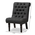thumbnail image 4 of Baxton Studio Barthe Chaise d'Appoint en Tissu Gris avec Dossier Roulé, 4 of 9