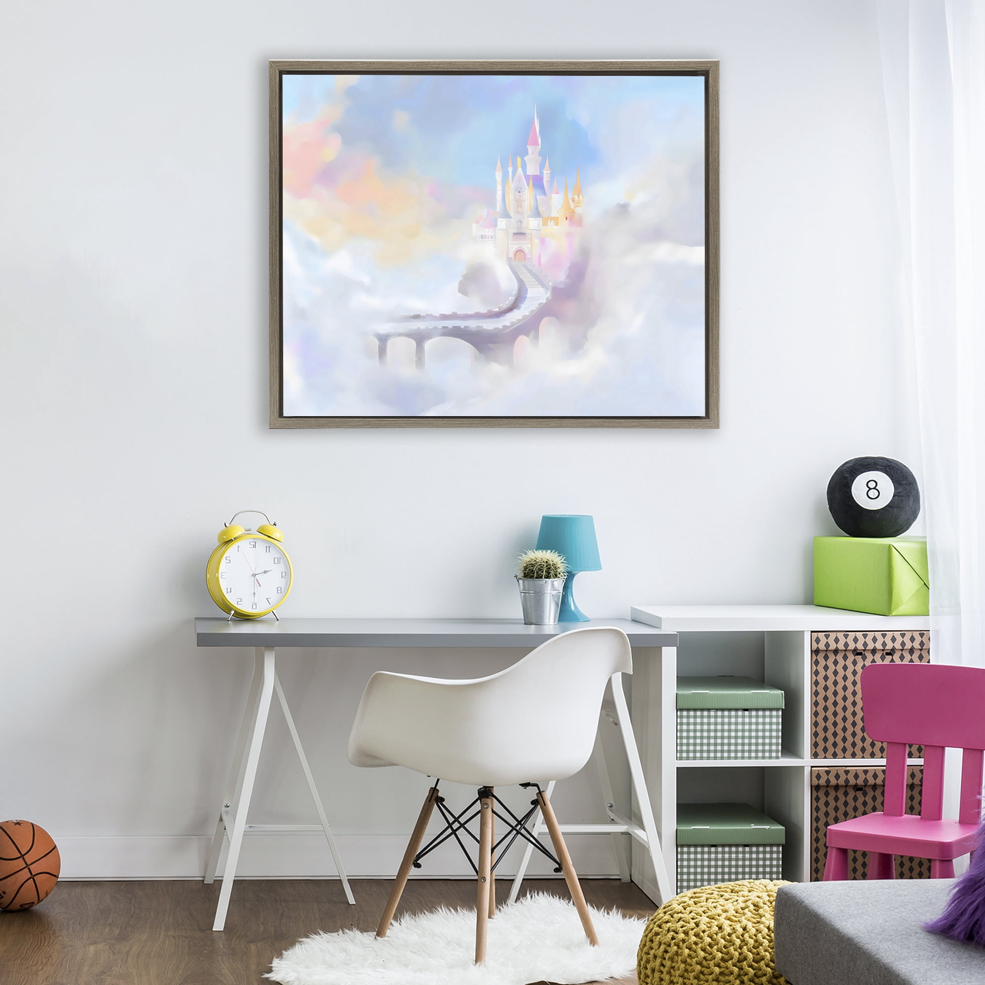 Stupell Industries Enchanted Bridge To Castle Brown Framed Floater Canvas Wall Art, design by Arlington Prints