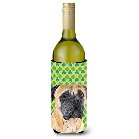 Carolines Treasures SC9305LITERK Mastiff St. Patricks Day Shamrock Portrait Wine Bottle Hugger Wine Bottle multicolor