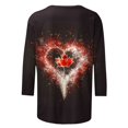 thumbnail image 4 of Brnmxoke Chemises à Manches 3/4 Drapeau du Canada pour Femmes, Mode Décontractée Manches Trois-Quarts Imprimé Feuille d'Érable Col Rond Pull Rouge,L, 4 of 5