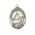 thumbnail image 2 of Medium .925 Sterling Silver Saint Catherine of Sweden Medal Pendant on 24 Inch Endless Rhodium Plated Heavy Curb Brass Chain, Catholic Religious Necklace -Made in USA- Deluxe Velvet Gift Box, 2 of 6