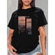 thumbnail image 1 of Camiseta De Mujer De Verano Ligera Básica Para Mochilero, Camping, Caminar[Vintage Sunset Print Fashion Tee] Vintage Seaside Sunset Print Women's Casual Fashion Tee - Round Neck, Short Sleeve, Breat, 1 of 8